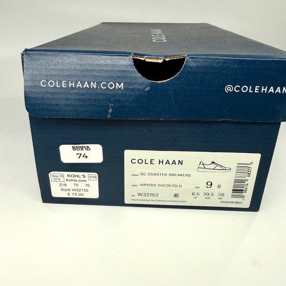 NEW Cole Haan Coaster Sneakers Ivory Dove Suede leather Gold W32152  9 Low Top - Picture 7 of 7